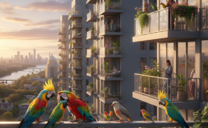 birds visiting high-rise balconies