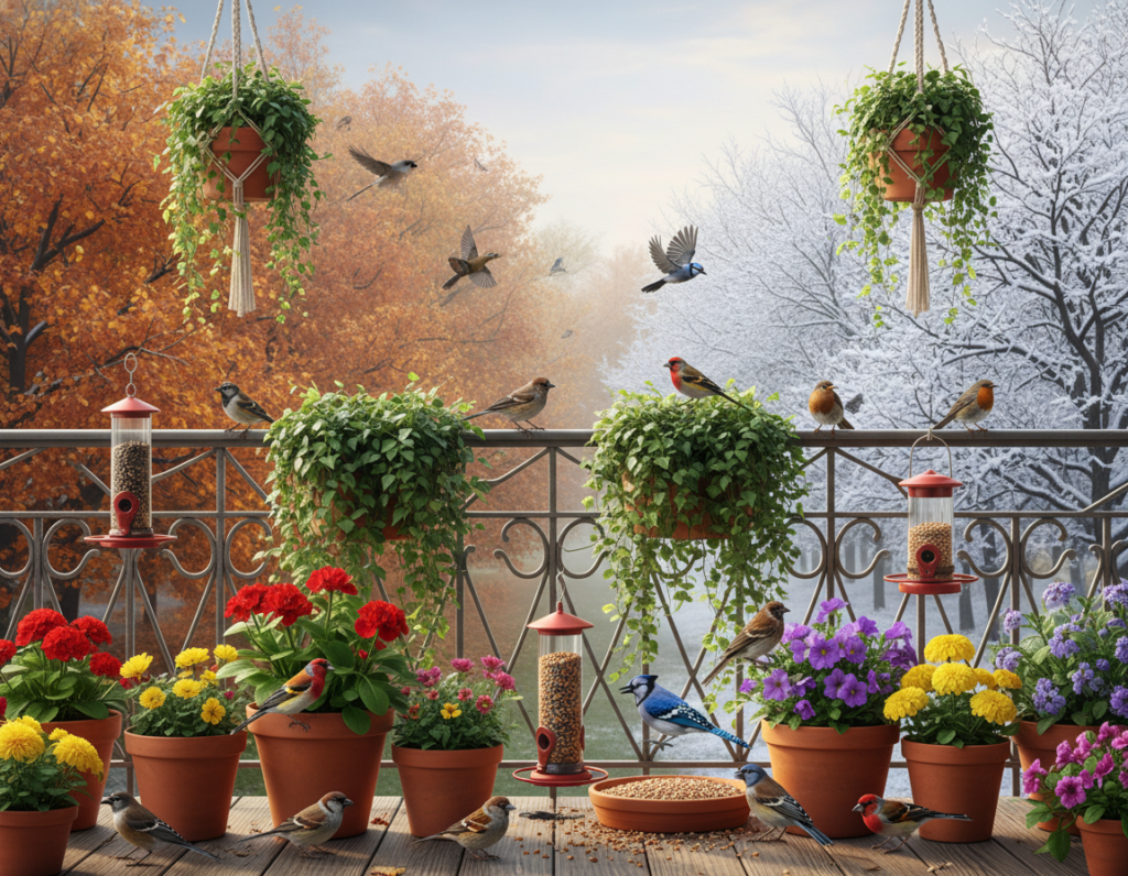 How Seasonal Balcony Changes Can Increase Bird Visits Throughout the Entire Year